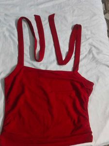 Red Ruched Bikini Top