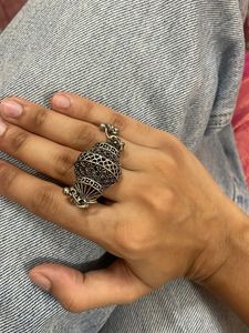 Unique Oxidized adjustable Silver Ring