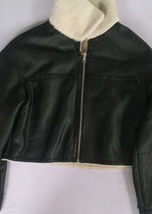 Faux Leather Cropped Jacket