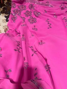 Elegant Pink Embroidered Saree