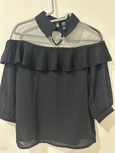 Elegant Mesh-Paneled Blouse