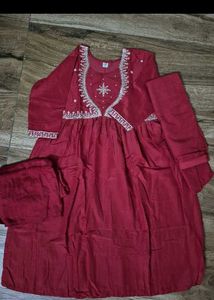 Elegant Red Kurta Set with Dupatta