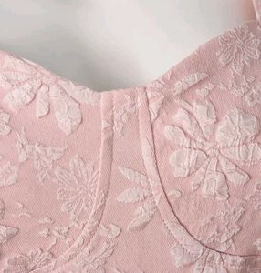 Pink Puff Sleeve Midi Dress Large Size