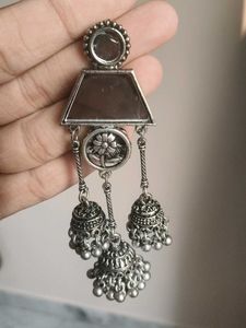 Oxidized Silver Jhumka Earrings
