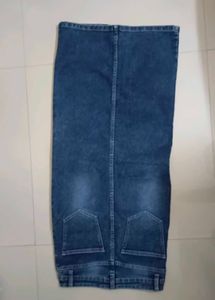 Denim Midi Skirt with Slit