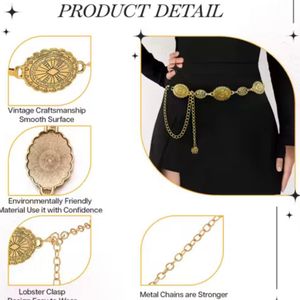 Y2K Trendy Gold Chain Belt Aesthetic Pinteresty