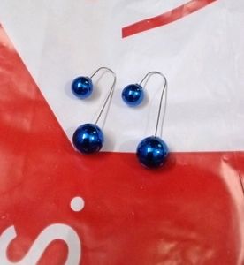 Blue Ball Drop Earrings