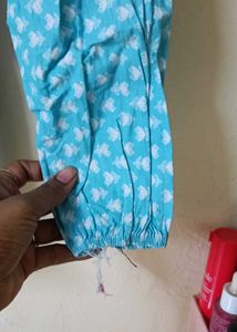 cotton Blue Printed shorts kurta