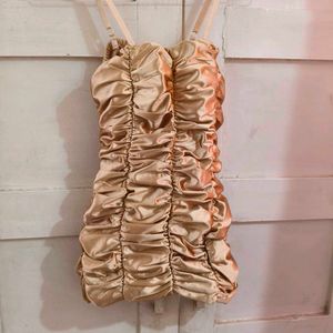 Satin Ruched Mini Dress