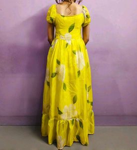 Vibrant Yellow Floral Maxi Dress