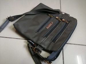 Premium Gray Leather Crossbody Bag