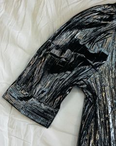 Sparkly Silver Puff Sleeve Top