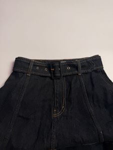 Denim Belted Midi Skirt