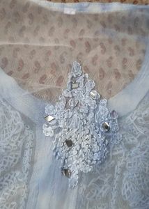 Sky Blue Embroidered Chikankari Kurta