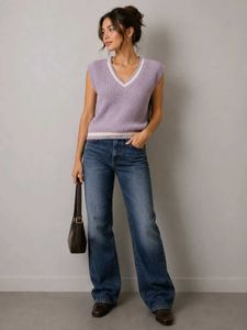 🌸 H&M Lavender Preppy Knit Sweater Vest