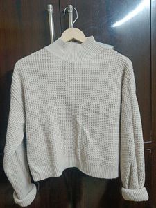 Beige Knit Turtleneck Sweater