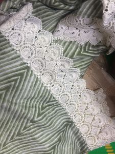 Elegant Green Striped Kurta with Lace Detail