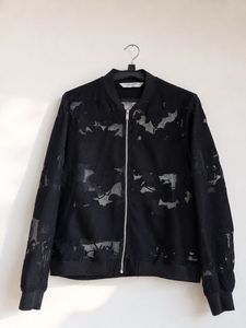 Sheer Floral Bomber Jacket