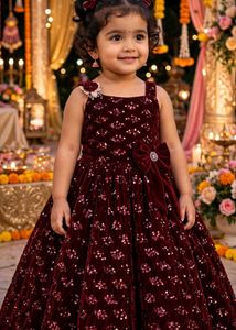 Girls Velvet Partywear Gown
