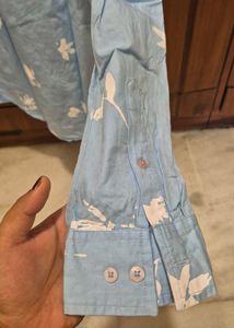 Light Blue Floral Print Casual Shirt