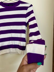 Purple &amp; White Striped Sweater top