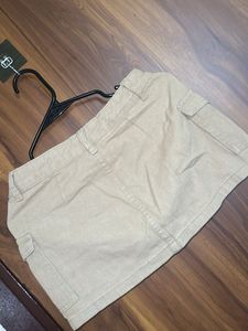 Tan Cargo Mini Skirt