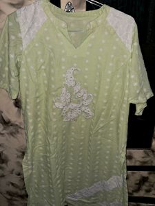 Pure Cotton Chikenkari Kurti With Full Lining