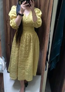 KOREAN/Chinese Yellow Midi Dress
