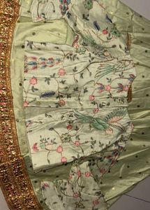 Embroidered Parrot lehenga chili for Girls
