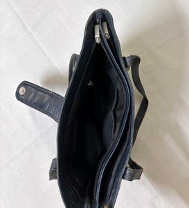 Navy Blue Leather Handbag