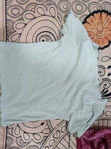 Cute Mint Green Lettuce Trim Top