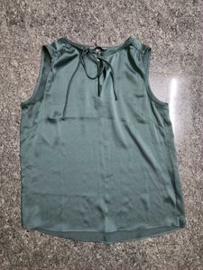 Satin Sleeveless Tie-Neck Top