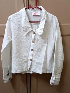 frill short dress And White Bottoned Top