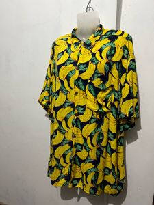 Vibrant Banana Print Button-Up Shirt