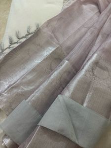 Lavender Saree with Silver Border 🫧☂️
