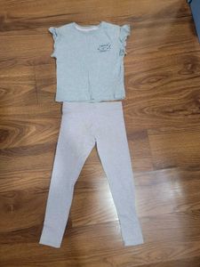 Girls Grey T-Shirt and Leggings Set