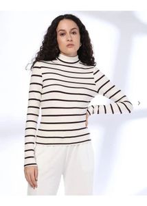 Striped Mock Neck Long Sleeve Top