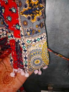 Boho Print Kurta with Tassel Trim