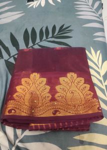 Beautiful Maroon Saree with Embellishments
