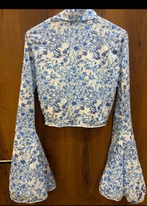 Chic Floral Print Bell Sleeve Top