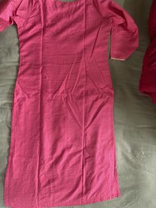 Pink Moti Handwork Batik Kurta Set
