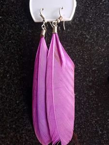 Funky Feather &amp;  Pom Earring