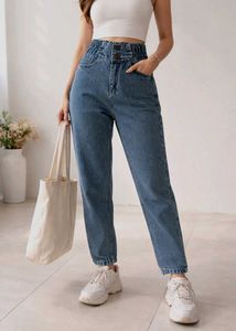 “Trendy High Waist Blue Denim Jeans – Brand New