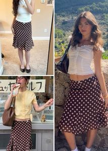 Brown Midi Polka Dot Skirt