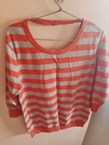 Striped 3/4 Sleeve Sweater
