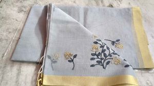 Elegant Grey Embroidered Saree