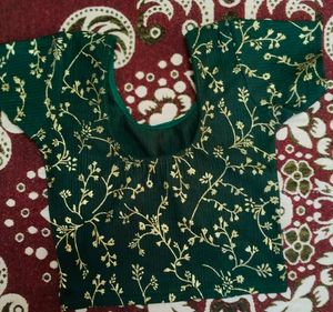 Green &amp; Gold Floral Blouse
