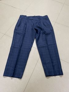 Blue Checkered Formal Trousers