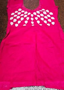 Beautiful Pink Kurta with White Embellishments