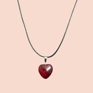 Red Glass Heart Pendant Necklace